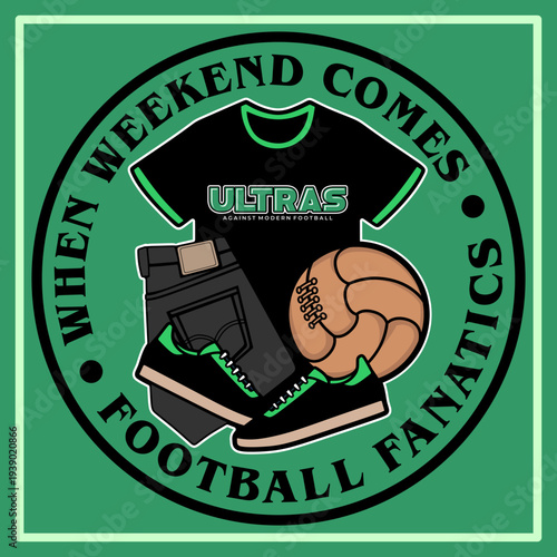 ultras casual hooligan on matchday football logo sticker vector design