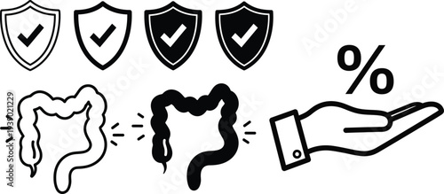 Security and discount icons for protection and savings