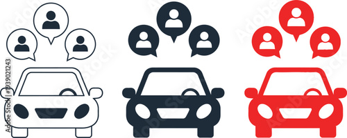 Car sharing and ride hailing service icons