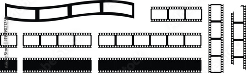 Film Strip Movie Reel Cinema Frame Collection Different Styles Vector