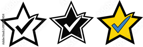 Three star rating icons with checkmarks