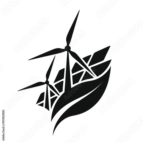 Vector illustration of an abstract origami bird and flower symbol design inspired by compass direction elements