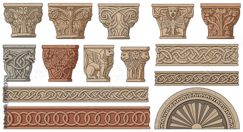 Persian Miniature Vector Elements - Safavid Illumination and Garden of Paradise Motifs