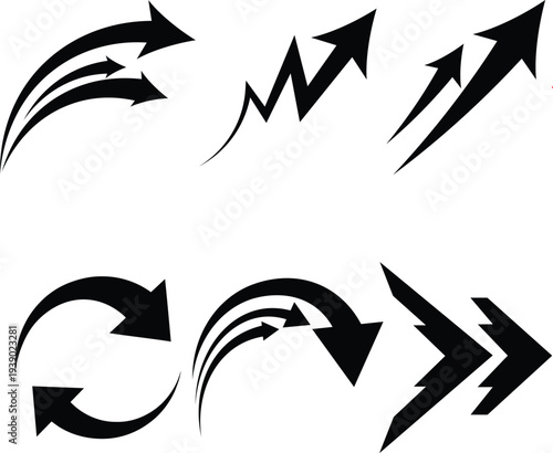 Collection of black arrows pointing in various directions