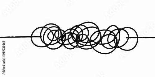 Abstract black lines forming a complex tangled circular pattern