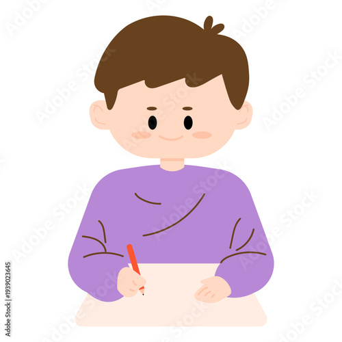 Boy Writing Illustration