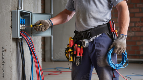 Foto A specialist manages the electrical power board