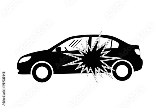 Car crash impact, vehicle collision, traffic accident symbol