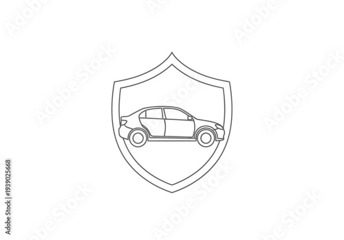 Car insurance icon featuring vehicle silhouette inside protection