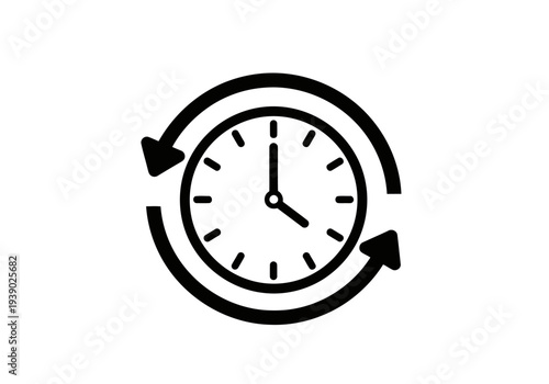 Clock with circular arrow indicating time management and history