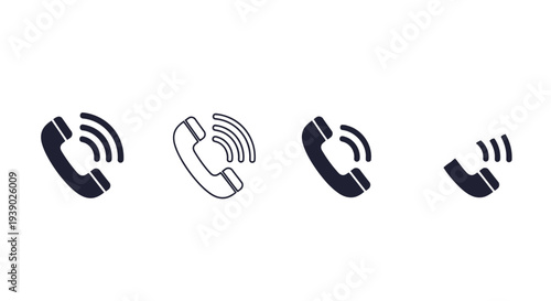 Phone call icons in different styles and thicknesses