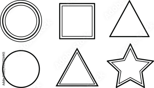 Geometric shapes colouring page for kids with circles squares triangles and stars