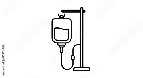 Medical IV Drip Line Icon Vector Healthcare Treatment Symbol