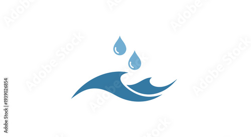 Blue Water Wave Droplet Logo Design.