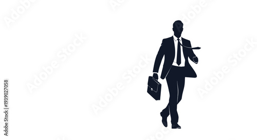 Businessman Walking with Briefcase and Phone.