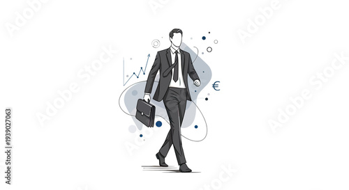 Businessman Walking with Briefcase and Tie.