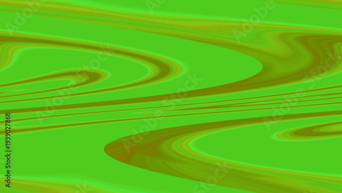Abstract swirling fluid pattern with green brown wave-like curves organic motion depth dynamic textured digital artwork design