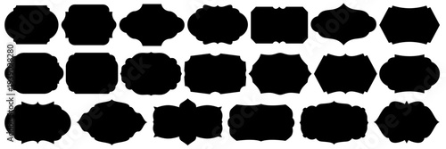 Set of vintage label and badges shape collections. Vector illustration. Black template for patch, insignias, overlay.	