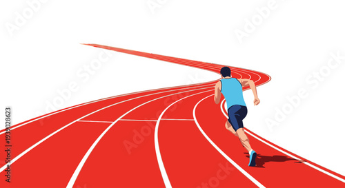 Athlete racing on a track in a competitive sports event towards the finish line, demonstrating speed and endurance