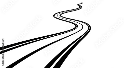 Abstract winding road with black lines on a white background, representing a journey or path forward