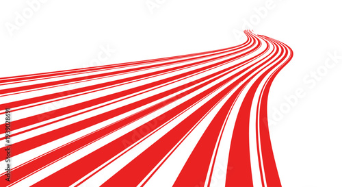 Abstract Red and White Streaks Flowing into a Curve, Creating a Sense of Motion and Speed