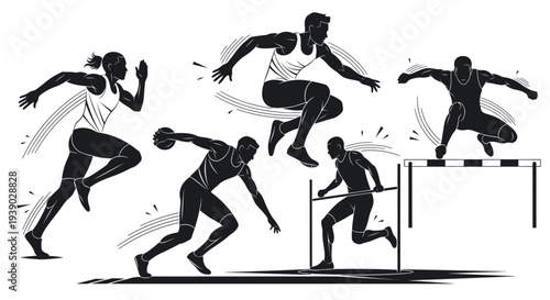 Collection of Athletes Competing in Various Track and Field Events