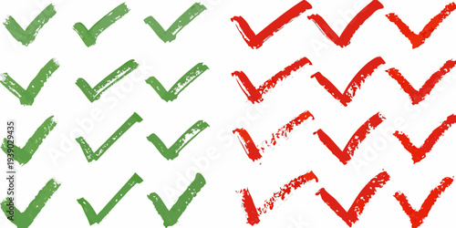 A repeating pattern of green and red checkmark symbols on white
