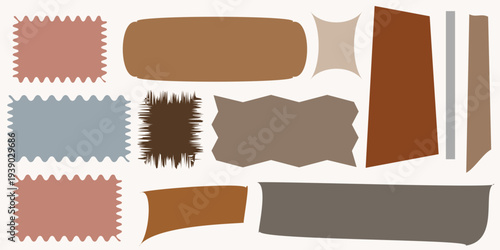 Torn Paper Tape Sticker Shapes Collection in Earth Tone Colors Vector
