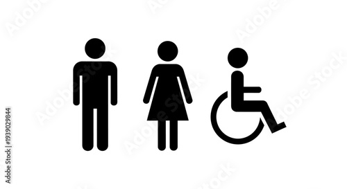Restroom sign with male female and handicap symbols
