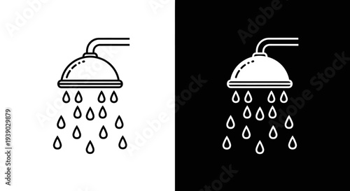 Shower head icons in black and white