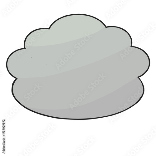 Minimalist gray cloud illustration isolated on white background, cartoon style storm or rain cloud icon.