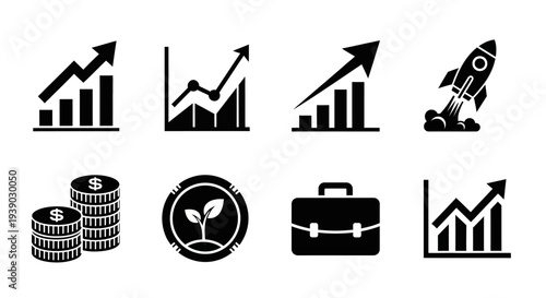 Business growth and finance icons