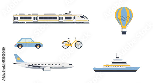 Collection of Various Modes of Transportation.