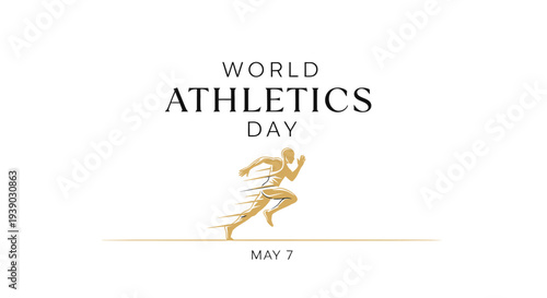 Golden Runner Illustration World Athletics Day.