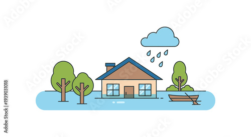 House Flooded with Water and Rain.