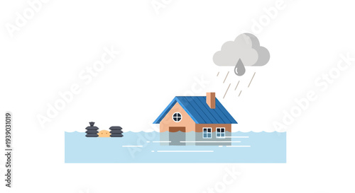 House Flooded with Water and Rain.