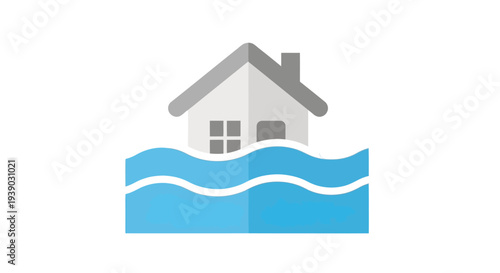 House Flooded with Water Illustration.