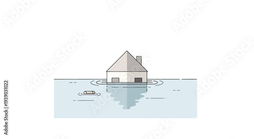House Flooded with Water Illustration.