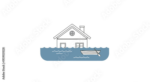 House Flooded with Water Illustration.