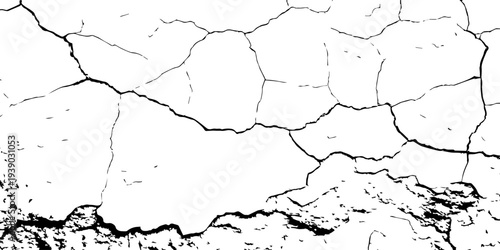 Cracked wall texture grunge background. Earthquake effect. Vector illustration-Old cracked texture set isolated. Dry land crack texture for overlay.	