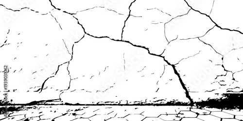 Cracked wall texture grunge background. Earthquake effect. Vector illustration-Old cracked texture set isolated. Dry land crack texture for overlay.	