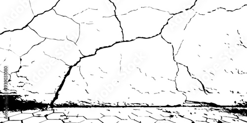 Cracked wall texture grunge background. Earthquake effect. Vector illustration-Old cracked texture set isolated. Dry land crack texture for overlay.	