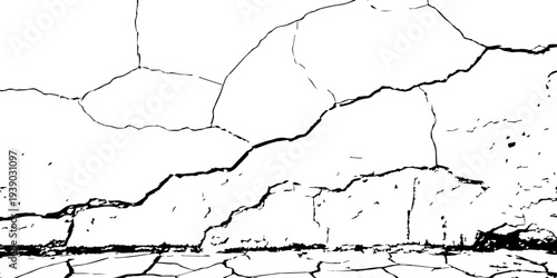 Cracked wall texture grunge background. Earthquake effect. Vector illustration-Old cracked texture set isolated. Dry land crack texture for overlay.	