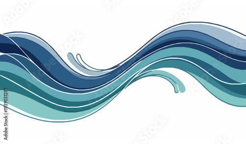 Sophisticated Abstract Blue Aqua Teal Water Wave Vector for Modern Web and Marketing Backgrounds