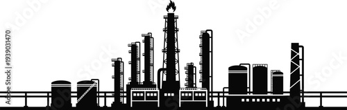 Mega collection of industrial silhouettes and icons featuring fire trucks oil rigs fuel barrels tactical soldiers first aid kits gas cylinders and heavy transport vehicles