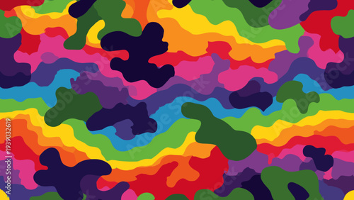 Multicolored camouflage seamless pattern for military use displayed on a digital interface from a top view