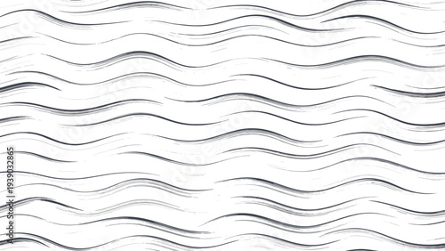 Gentle and subtle seamless pattern featuring numerous thin gray wavy lines flowing horizontally, creating a calm and fluid texture.