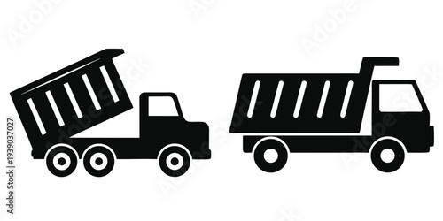 dump truck silhouette icons, dump truck vector