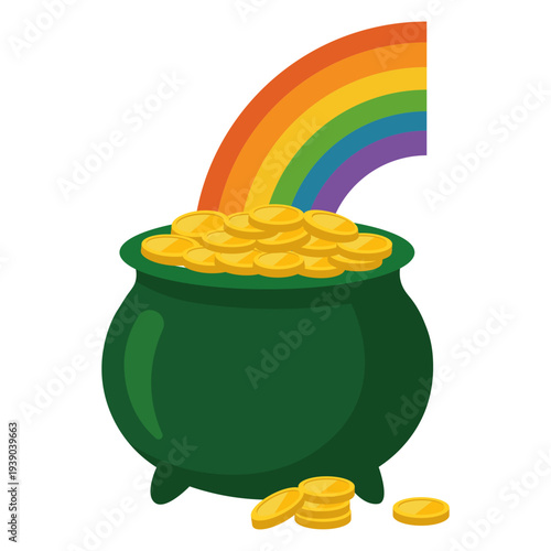 Rainbow pot of gold vector