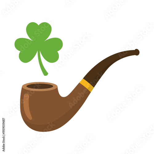 Wooden pipe with green shamrock